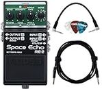 Boss RE-2 Space Echo Delay and Reverb Effects Pacchetto pedale con Roland 3 m cavo strumenti, cavo patch Roland 6 "e pletttri Boss