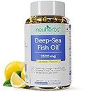 Neuherbs Deep Sea Omega 3 Fish Oil - 60 Softgel for Men and Women | Omega 3 Supplement Triple Strength 2500 Mg | For Muscle, Joints, Heart & Cognitive Support | No Fishy Burps with Lemon Flavour