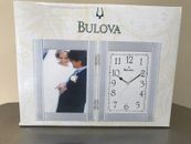 Bulova B1275  Hinged Brushed aluminum case Picture Frame Clock 3.5x 5 Photo NIB