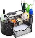 UCRAVO 1pc Mesh Desk Organizer, Desk Accessories & Workspace Organizers with Drawers, Multi-Functional Stationery Caddy, Pencil Holder for Desk with 9 Compartments for Office Supplies
