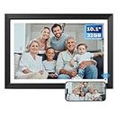 10.1 inch Digital Picture Frame, IPS Touch Screen Smart Electronic Photo Frame WiFi with 16GB Storage, Electric Video Photo Frame Slideshow with App, Auto-Rotate, for Mom