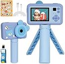 Kinderkamera, 2.0” Bildschirm Digitalkamera Kinder Geschenke für 3-12 Jungen & mädchen,1080P HD Anti-Drop Fotoapparat mit Stativ & 32GB SD-Karte für Geburtstagsgeschenk Weihnachten Spielzeug (Blau)