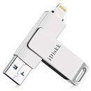 iDiskk 128GB iPhone Photo Stick MFi Certified lightning USB Photostick for iPhone External iPhone memory Drive for Photos iPhone Storage work with iOS iPad Mac and PCs iPhone flash drive