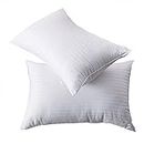 AJISH Pillow Set of 2, Microfiber Pillows - Bed Pillows King Size - Soft & Comfort - White Striped Pattern - Premium Hotel Pillows for Sleeping (20 x 36 Inch)