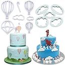 13Pcs/Set Hot Air Balloons & Cloud Fondant Cutter Set, Hot Air Balloons Plastic Cookie Cutter Mold for Baby Shower Cake Topper Decorating Sugar Craft Polymer Clay Cutters