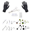 Professional Body Piercing Jewelry Tool Kit Belly Nose Navel Nipple Needles R~7H