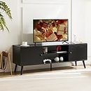 TV Stand for 55 inch TV，Entertainment Center with Cabinets and Storage Shelf,TV Console Table, Media Console Table,Mid Century Modern Home Furniture for Living Room,Bedroom