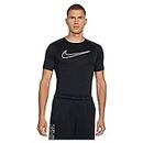 Nike Men's Pro Dri-Fit Tight-Fit Short-Sleeve Top, Black/White, Large