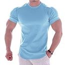 Mens Active Wear Gym Work-Out Fitness T-Shirt Clearance Sports Quick Dry Stretch Training Clothes Fitness Short-Sleeved Sweatshirt Breathable Training Functional Shirt For Sport Ourdoor