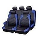 Mulcort 9 Pieces Car Seat Covers Universal PU Leather Seat Protector Full Set Automobile Interior Accessories for Car SUV Vehicle-Royal Blue