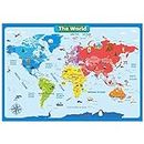 World Map Poster for Kids Wall 17.3x24 Inches Educational Posters for Classroom Decorations Children Learning The World Map Chart
