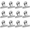 12 Pcs Bull Hinge Clips, 38mm Silver Stainless Steel Bulldog Clips Mini Metal Clamps File Paper Clamps Small Binder Clips Paper Clip for Office Home School Supplies Photos Pictures Bags Art Crafts