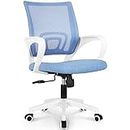 NEO CHAIR Office Computer Desk Chair Gaming-Ergonomic Mid Back Cushion Lumbar Support with Wheels Comfortable Blue Mesh Racing Seat Adjustable Swivel Rolling Home Executive (Sky Blue)