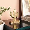 PURESTORY Metal Decorative Showpiece for Home Decor Accents | Shelf Decor|Bookshelf Décor | Fireplace Decor or Desk Décor.Table Decorations for Dining Room Living Room Office - Cactus - Gold