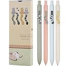 UIXJODO Cat Pens, 4 Pcs 0.5mm Cute Kawaii Pens Japanese Black Ink Pens Fine Point Smooth Writing Pens, High-End Series Cat's Tail Retractable Pens for Journaling Note Taking (4 Pcs Cat)