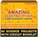 Kit4Curious® Awesome Electricity Kit - Learn Electronic Circuits - 60 Science Projects Beginner Kit with Colorful Booklet - Toy Gift Set for Kids Age 6-15 yrs