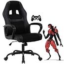 Gaming Chair PC Computer Chair Office Chair for Adult Teen Kids, Ergonomic PU Leather Gamer Chair with Lumbar Support High Back Adjustable Rolling Swivel Desk Chair, Black