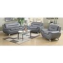 Fabrique Visionary 3+2+1 Leatherette 6 Seater Sectional Sofa Set | Comfortable Furniture for Home Office & Living Room | 4 Year Warranty | Easy to Move with Stainless Steel Legs | Light Grey