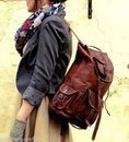 Leather Goat Bag Backpack Rucksack Laptop Vintage Travel Genuine Brown Men's New