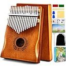 Everjoys Kalimba Thumb Piano 17 Keys, Professional Musical Instrument Finger Piano Marimbas with Portable Soft Cloth Bag, Fast to Learn Songbook, Tuning Hammer, All in One Kit (Natural)