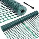Plastic Garden Fence Animal Barrier, Ohuhu 4x100 FT Reusable Snow Fence Netting Safety Fences Roll with Zip Ties, Durable Snow Fencing Temporary Pool Fence for Deer Rabbit Chicken Dog Poultry