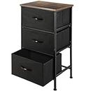 YOHKOH Tall Dresser Storage Drawers Stand with 3 Removable Fabric Drawers with Wheels-Organizer Unit for Bedroom,Living Room,Storage Bins with Drawers(Black)