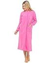 (22/24, Pink) - Ladies Fleece dressing gown Sizes UK 10 to 26 robe wrap Button Front Pockets