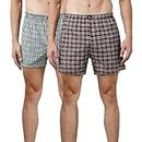 Rupa Jon Men's Cotton Blend Modern Stretch Checkered Shorts (Pack of 2) Checks Boxer 1_Multicolor_2XL