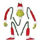 Cute Grinch Christmas Tree Decoration with 25Pcs Christmas Ornaments, Grinch Decor for Christmas Tree Christmas Elf Stuffed Stuck Tree Topper Garland Elf Head Arms Legs for Christmas Ornaments (A)