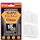 KLAPiT SUPER STRIP: Pre-Cut 1" x 1" Heavy Duty Double-Sided Mounting Tape Squares - Multipurpose, Clear, Waterproof - EZHold, 16 pcs.