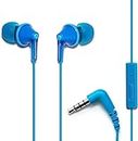 Panasonic ErgoFit Wired Earbuds, In-Ear Headphones with Microphone and Call Controller, Ergonomic Custom-Fit Earpieces (S/M/L), 3.5mm Jack for Phones and Laptops - RP-TCM125-A (Blue)