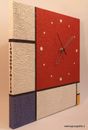 PANEL CLOCK MADE IN ITALY FREE HANDCRAFTED FURNITURE LIVING ROOM OFFICE MONDRIAN