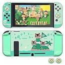 Dockable Case for Nintendo Switch, FANPL Protective Case Cover for Nintendo Switch and Joy Con Controller with 2 Marshal Design Thumb Grips - (for Animal Crossing Island Version)