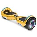 TPS Power Sports Electric Hoverboard Self Balancing Scooter for Kids and Adults Hover Board with 6.5" Wheels Built-in Bluetooth Speaker Bright LED Lights UL2272 Certified (Chrome Gold), QY-ET2