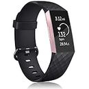 AK Compatible for Fitbit Charge 3 / Charge 4 Special Edition Strap, Charge 3 Straps Adjustable Replacement Sport Accessory Wristband for Fitbit Charge 3 (A Black, L)