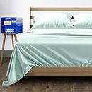 Pure Cotton King Size Cotton Bed Sheets Set (King, 1000 Thread Count) Sea Foam Bedding Pillow Cases (4 Pc) Cotton Sheets King Size Bed- Sateen Sheets - 16 in Deep Pocket King Sheets