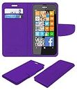ACM Mobile Leather Flip Flap Wallet Case Compatible with Nokia Lumia 630 Mobile Cover Purple