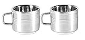Dynore Stainless Steel Double Walled Tool Touch Shaped Tea/Coffee Cup- Set of 2