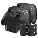 Snakebyte Xbox Twin Charge SX - Black - Xbox Series X Charging Station for Series X Controller, Charger for 2 Wireless Controllers, 2 Batteries Rechargeable 800mAh, LED Charge Status, Series X Design