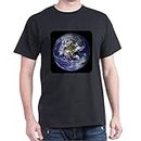 Royal Lion Dark T-Shirt Planet Earth The World - Black, Large