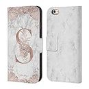 Official Nature Magick Letter S Rose Gold Marble Monogram 2 Leather Book Wallet Case Cover Compatible for Apple iPhone 6 / iPhone 6s