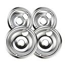 Electric Range Drip Pans Replacement for GE or Hotpoint Stove, Chrome Finish 4 Pieces Pack Produced by Purelux