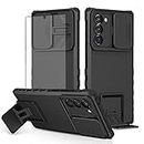 Asuwish Phone Case for Samsung Galaxy Note 20 5G with Tempered Glass Screen Protector and Slide Camera Cover Kickstand Stand Protective Cell Accessories Note20 Notes 20s Twenty Not S20 Women Men Black