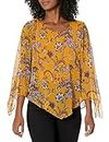 AGB Women's Fashion Popover Top, Honey Boho Floral, Small