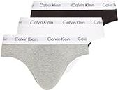 Calvin Klein Hombre Pack de 3 Calzoncillos Hip Briefs Algodón con Stretch, Multicolor (Black/White/Grey Heather), L