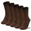 Supersox Formal/Office Crew Socks for Men Made With Premium Cotton with Ribbed Pattern. Reinforced Heel & Toe for Durability. Ideal for Regular, Business & Office Use-Pack of 5, Free Size (Brown)