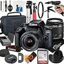 Canon EOS 4000D / Rebel T100 DSLR Camera with 18-55mm Lens + Platinum Mobile Accessory Bundle Package Includes: SanDisk 32GB Card, Tripod, Case, Pistol Grip and More (21pc Bundle) (Renewed), Black