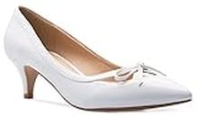 Olivia K Women¡¯s Classic Closed Toe D'Orsay Bow Kitten Heel Pump | Dress, Work, Party Mid Heeled Pumps, White, 6