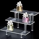Perfume Stand, 30CM Acrylic Display Stands, Amiibo Fubko POP Figures Shelf, Cupcake Desserts Stand, Lotion Skincare Fragrance Cologne Organizer Holder, 3 Tier Display Shelf for Collectibles Decoration