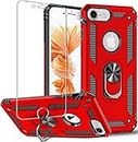 Folmeikat Compatible with iPhone 8, iPhone 7, iPhone 6s /6 Phone Case,Screen Protector 360 Degree Rotating Metal Ring Slim Shock Absorption Reinforced Corner Soft TPU Silicone Case 4.7" (Red)